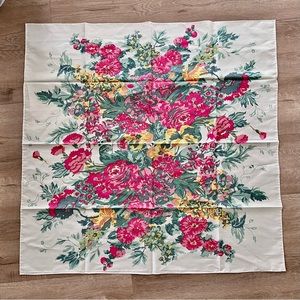 JIM THOMPSON Ivory Pink Floral Print Thai Silk Scarf‎ 33” X 33”